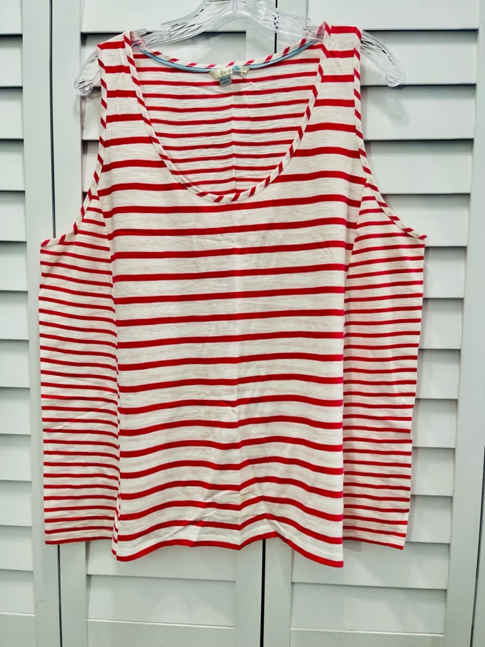 Boden Women’s Pink / Red and White Striped cotton Sleeveless Tank Top
